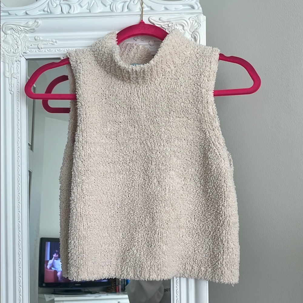 She + Sky Cream Turtleneck Sweater Tank